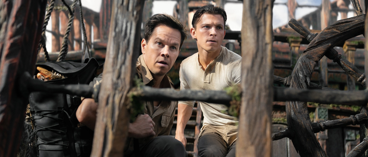 Uncharted: the movie with Tom Holland and Mark Wahlberg in movie theaters on February 18